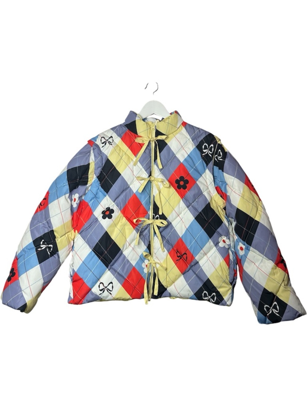 Lisa Says Gah Lady Puffer Jacket Cirque Argyle Large - Picture 5 of 11
